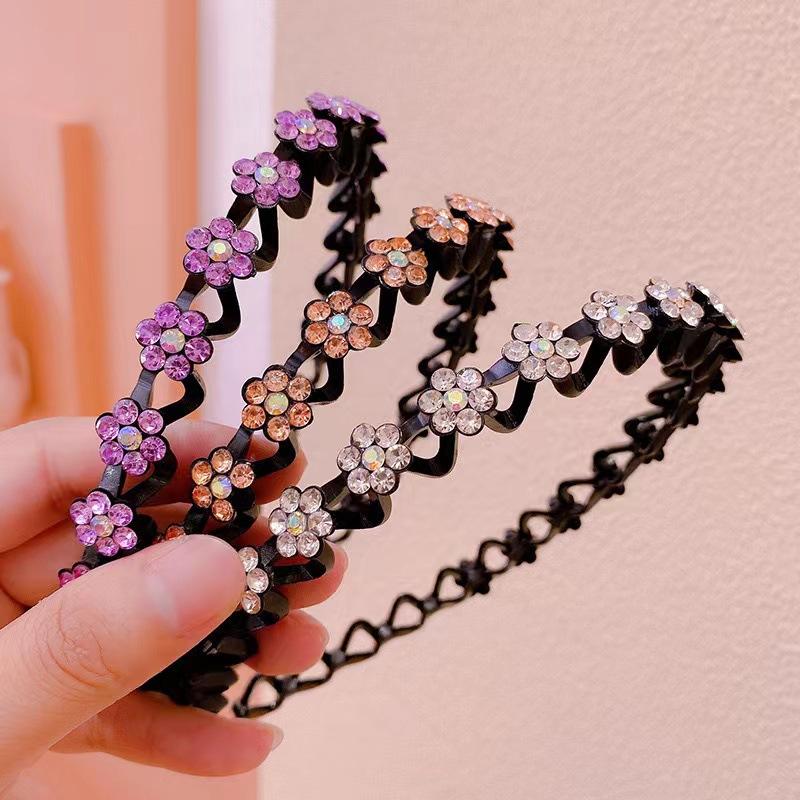 6pcs Fashion Women's Hair Accessories Grace Rhinestone Flower Suitable For Daily Wear Gift Girl Simplicity Headband Hair Hoops