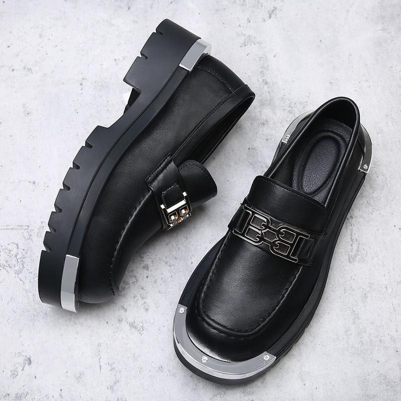 Trend niche men's shoes new fashion platform heightening leather shoes versatile casual shoes genuine leather commuting tide