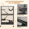Small Animal Cage for Chinchilla Ferret Kitten On Wheels with Hammock Removable Tray, Grey