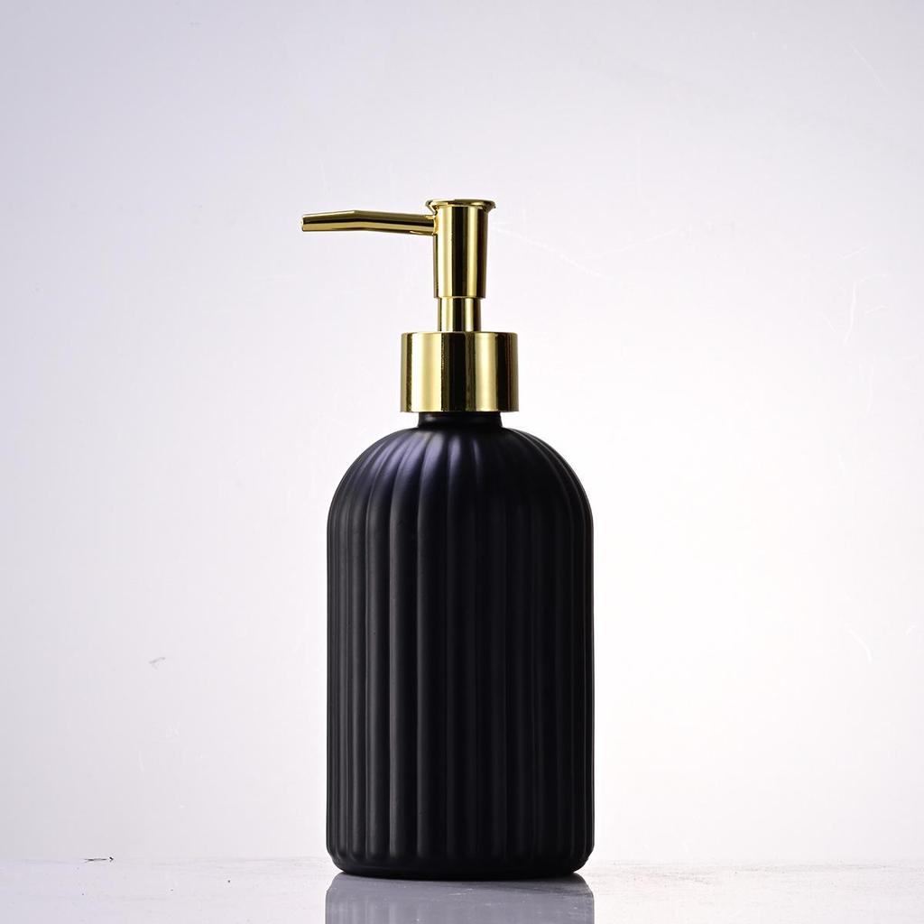 Nordic Large Capacity Vertical Stripe Glass Bottle for Hand Sanitizer, Shampoo, or Shower Gel