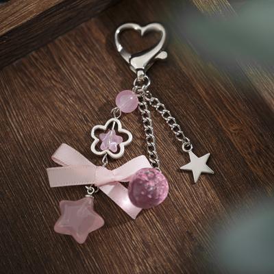 2025 Y2k Cute Keychain Flower Star Love Bow Strawberry Pendant Acrylic Key Chain Student Women Bag Backpack Keychain Accessories