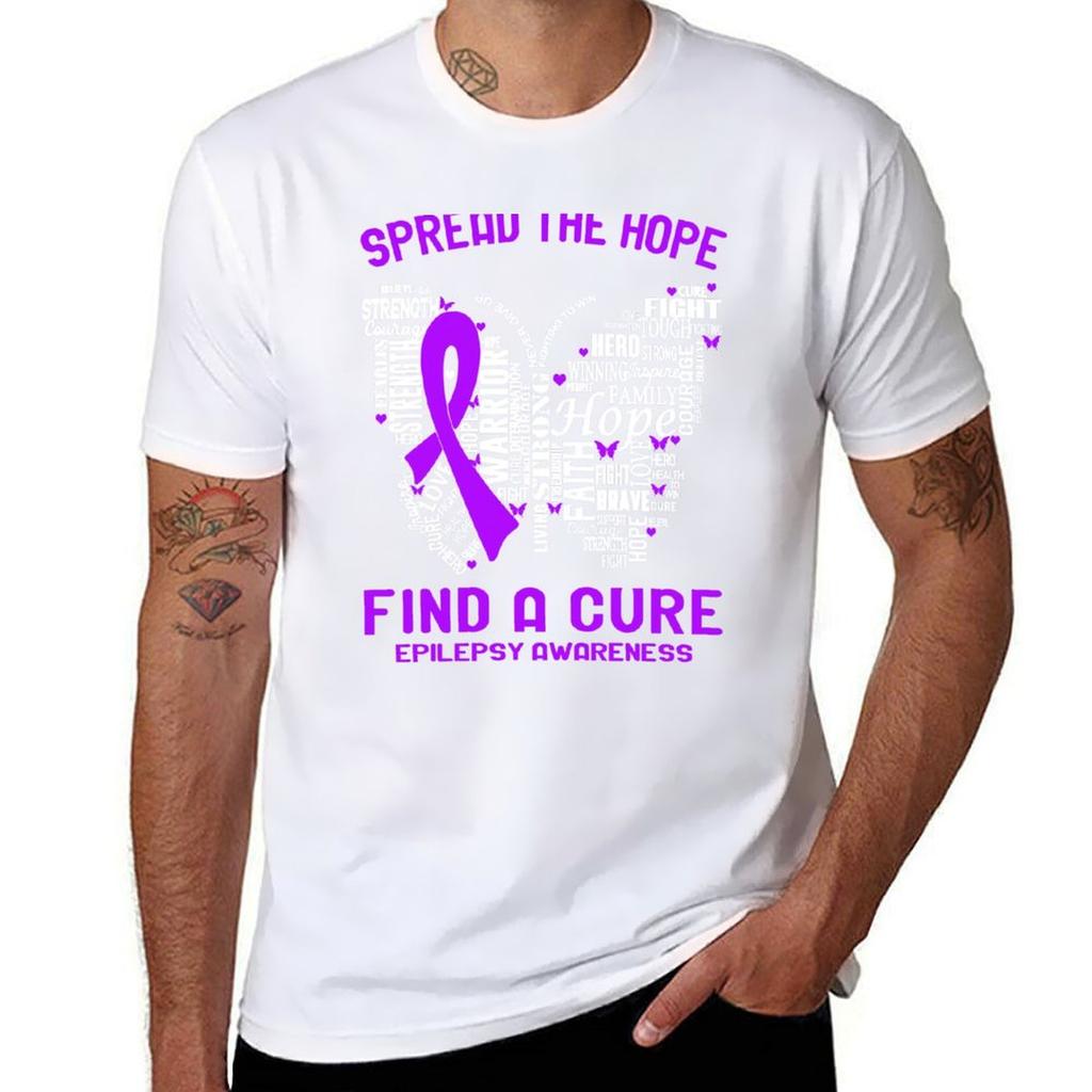 Butterfly Ribbon Spread The Hope Find A Cure Epilepsy Awareness Tshirt Active Wear Sports Tshirt For Unisex
