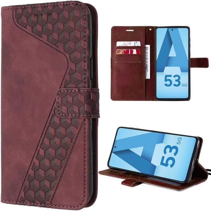 Protective Case - Booling - Samsung Galaxy A53 5g - Red - Embossed Leather Effect - Anti-scratch Tpu
