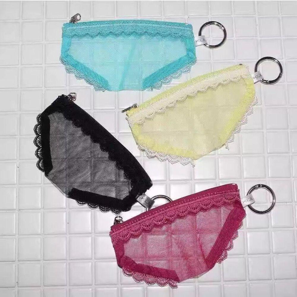 New Briefs Shape Cosmetic Bag Lace Heart Transparent Makeup Storage Pouch Y2K Mesh Toiletry Bag Storage for Travel