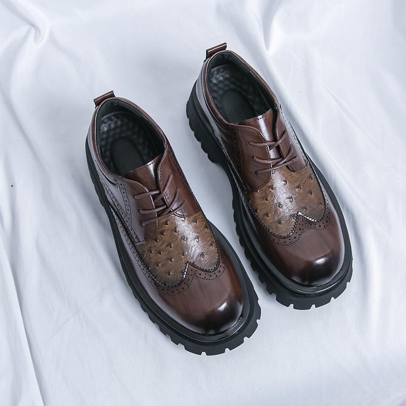 Fashion Brogue Men's Luxury Designer Style Thick Sole Shoes elegant and Sophisticated Gentleman's shoe popular Wedding party Shoes