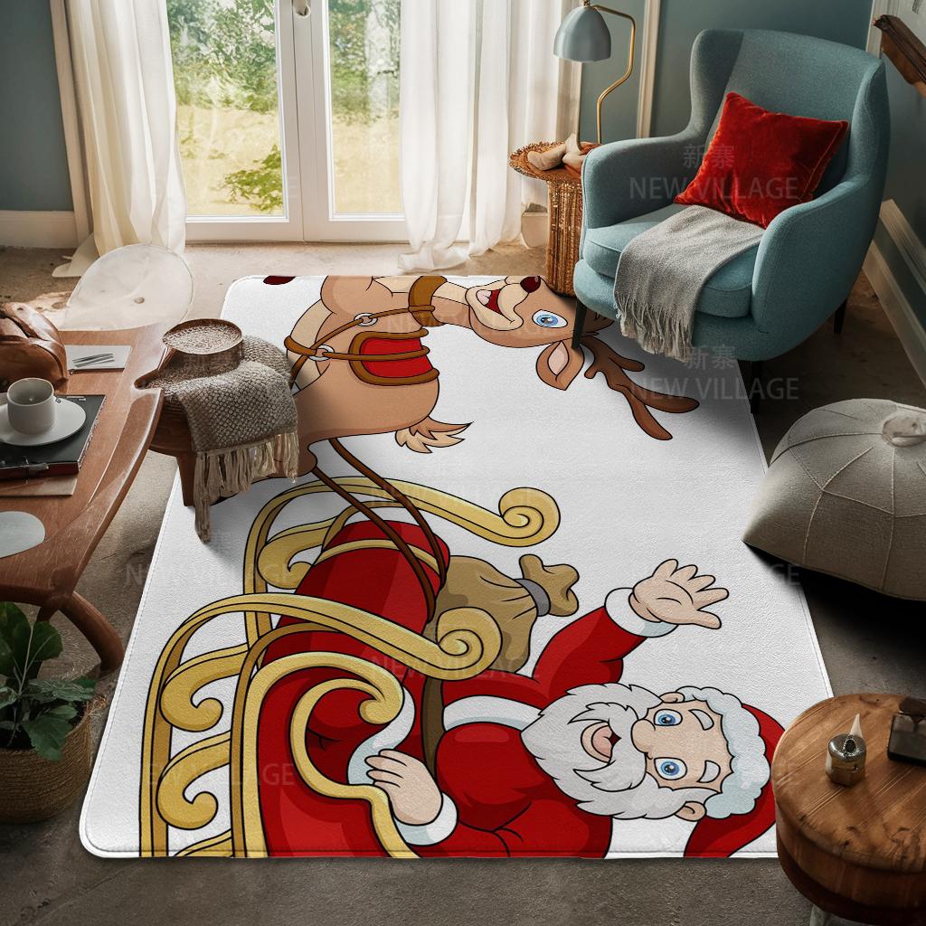 House Entrance Carpet Home Door Mat Living Room Bath Foot Bathroom Non-slip Water Absorption Rugs Bath Merry Christmas Winter