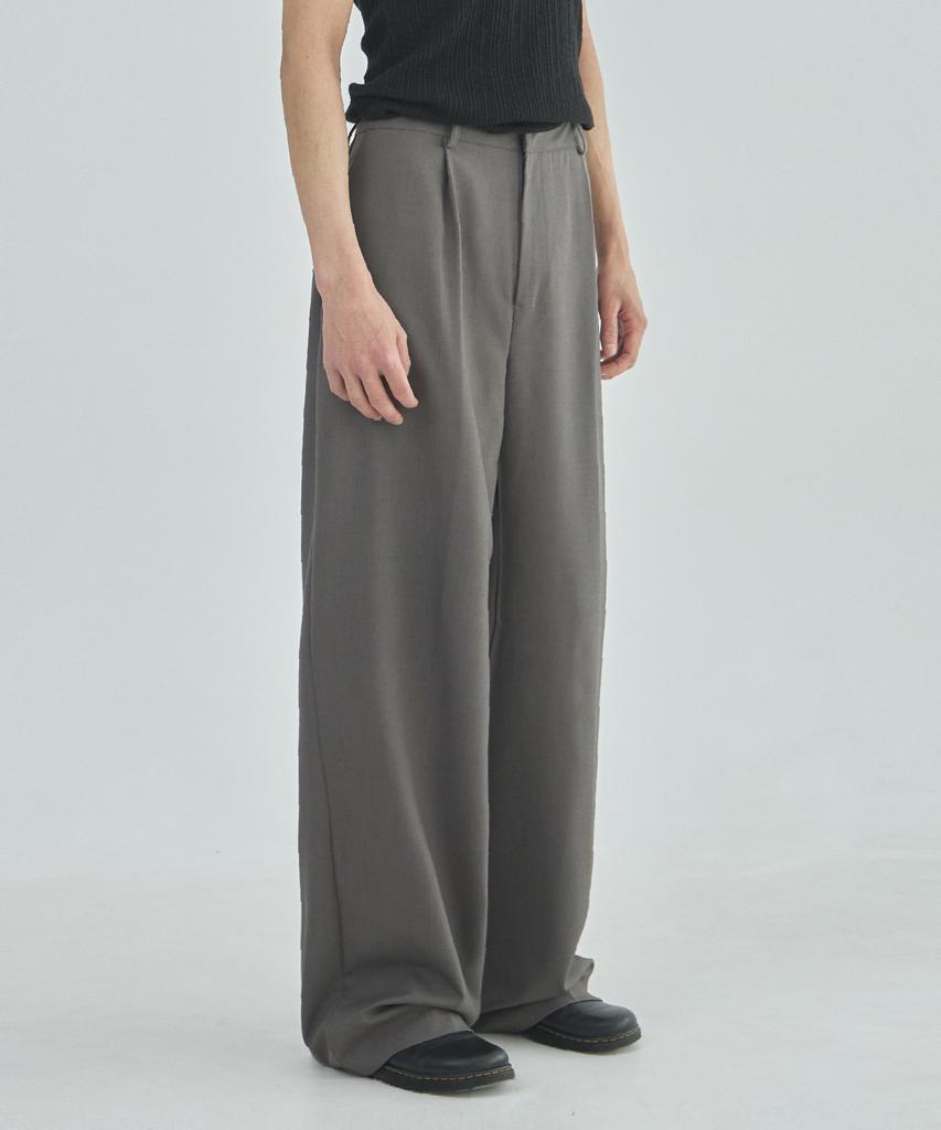 Ladeuedisyeon Wool Blended Wide Slacks_Khaki Gray