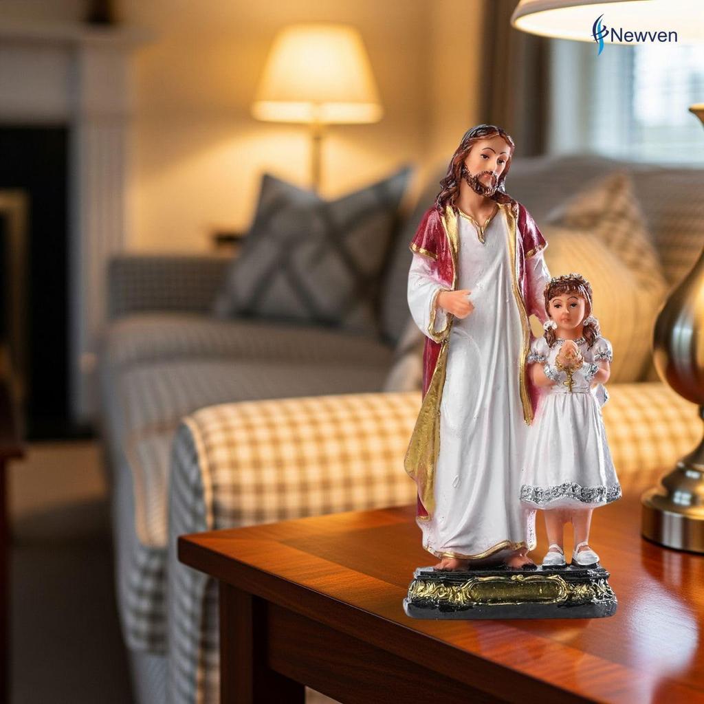 Jesus and Girl Statue, First Holy Communion Gift for Girls FIRST HOLY COMMUNION STATUE - Jesus and Girl Figurine for Christian Home Decor