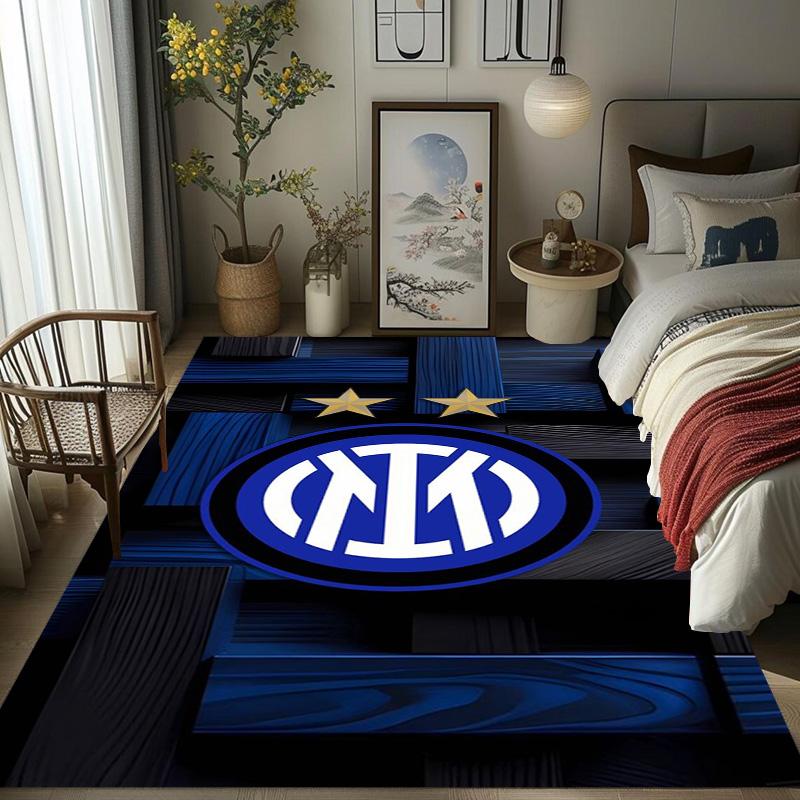 Tappeto con Stemma Inter Milan Stampa Artistica Adatto a Tutte le Stagioni Arte Moda Decorazione per Dormitorio