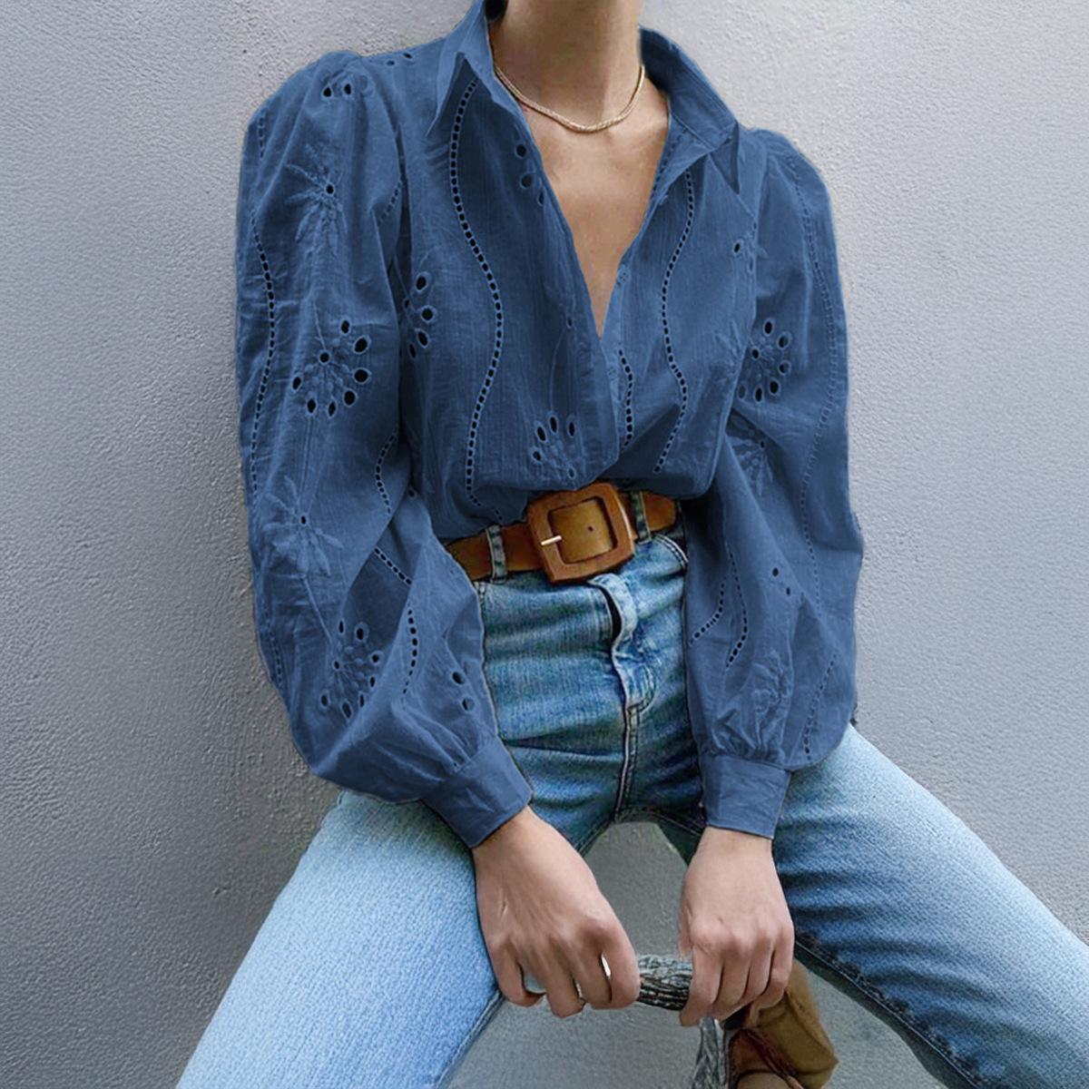 

Женские рубашки с длинными рукавами и пуговицами для офиса, рубашки и блузки, женская одежда, топы для женщин, одежда, белые рубашки XL синий