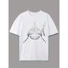 European Sizes Shark Print Trendy Graffiti Letter Print Short Sleeve Summer Regular T-Shirt For Men Crew Neck Tee Top