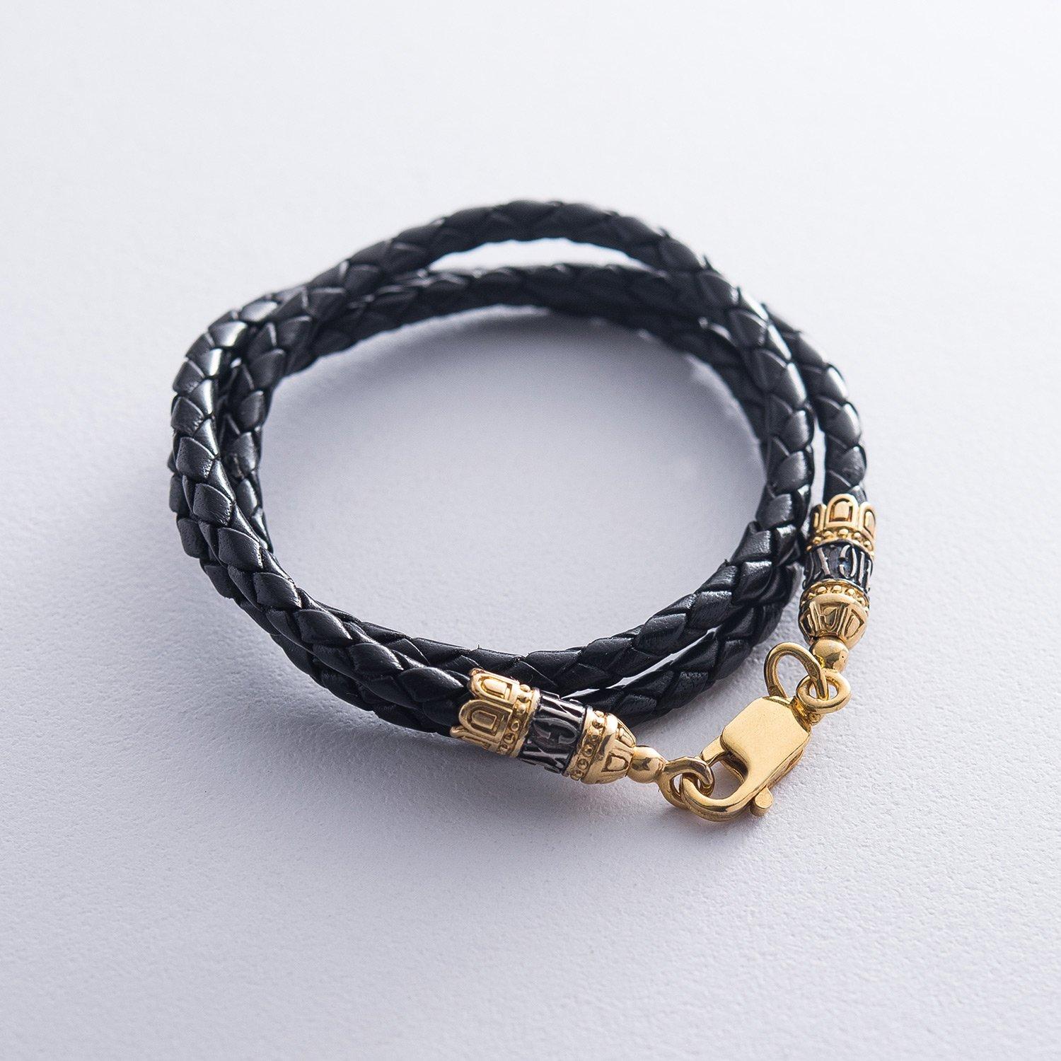 

Шкіряний шнурок Врятуй та Збережи зі срібною застібкою Oniks 50 срібний