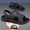 Herren Sandalen Flach Leder Obermaterial Slipper Atmungsaktive Hausschuhe Klassische Doppelfunktion Sommer Spaziergang Strand Lässige Sandalen für Herren Sandalias