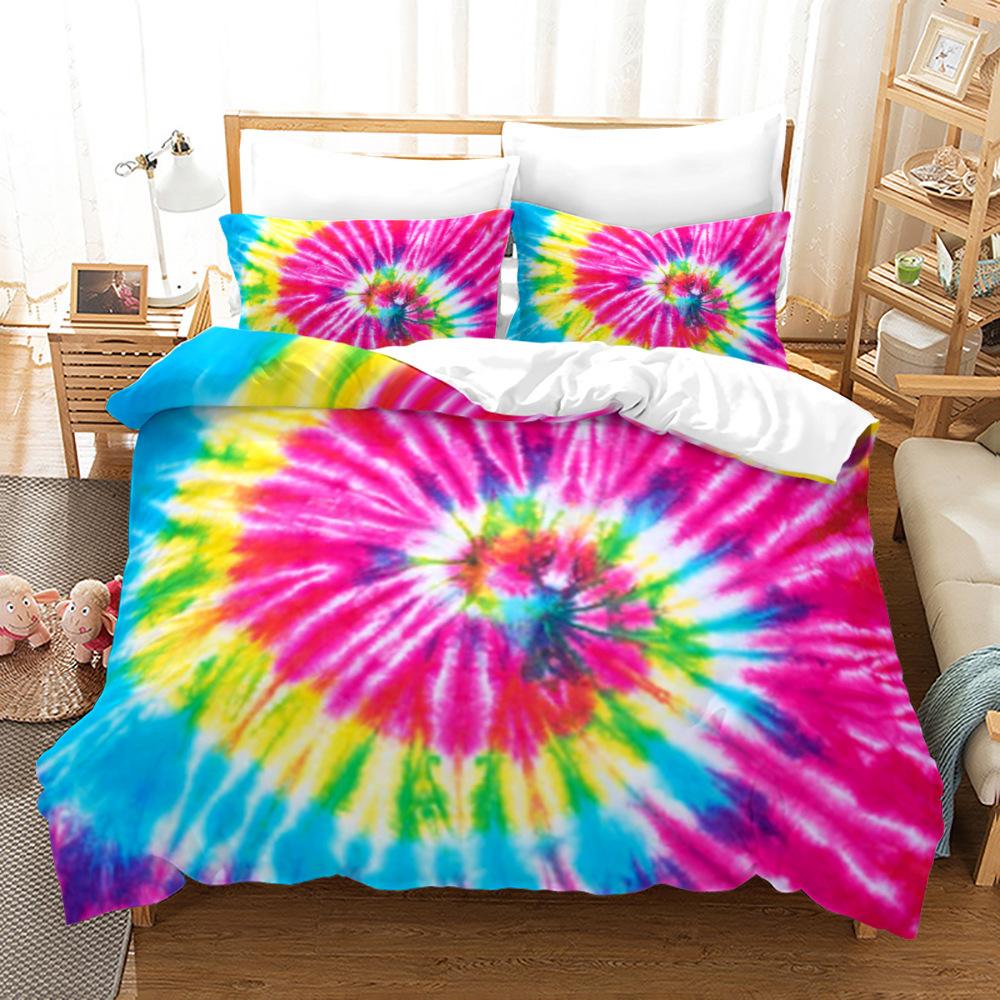 3D Digital Printing Three-Piece Rainbow Spiral Four-Piece Quilt Cover 135*200cm