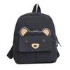 Cartoon Embroidered Bear Backpack Nylon Shoulder Bag with Zipper Closure, Hand Washable