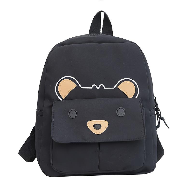 

Мультяшный вышитый рюкзак с медведем, нейлоновая сумка через плечо на молнии, можно стирать вручную чёрный