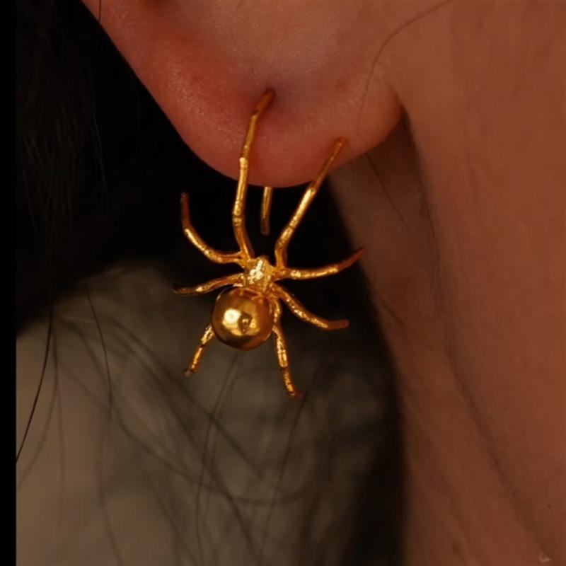 ANENJERY Geometry Spider Stud Earrings For Women Men Niche Design Personality Exaggerated Jewelry Gifts Wholesale