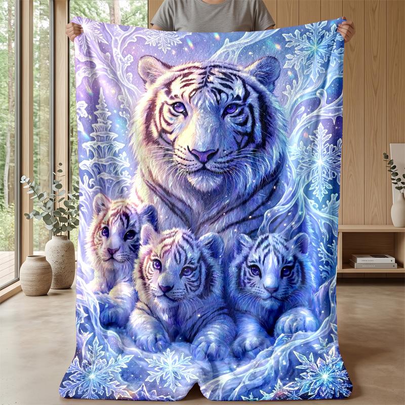 Winged Tiger Mandala Theme blanket Lightweight Warm Flannel Blanket Decorative Throw Blanket for Home Decoration