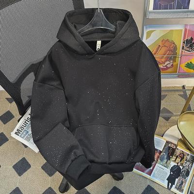 Męski sweter z kapturem Wiosna/Jesień Gwieździste Niebo - Modny, luźny krój, moda unisex