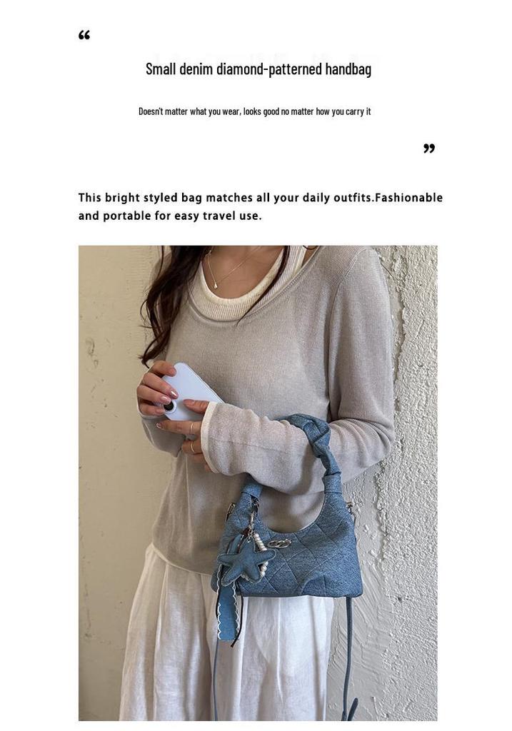 High-End Women's Denim Pleated Dumpling Tote Bag - Autumn/Winter 2026 Collection