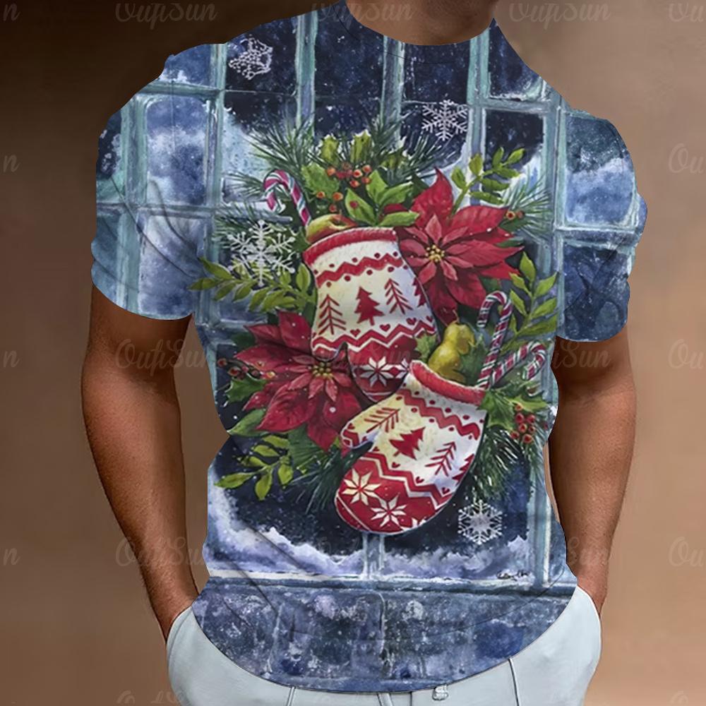 Funny Santa Claus Print Christmas T-Shirts 3d Oversized Tops Tees Mens Shirts Summer Holiday Casual O-Neck Male Harajuku Clothes