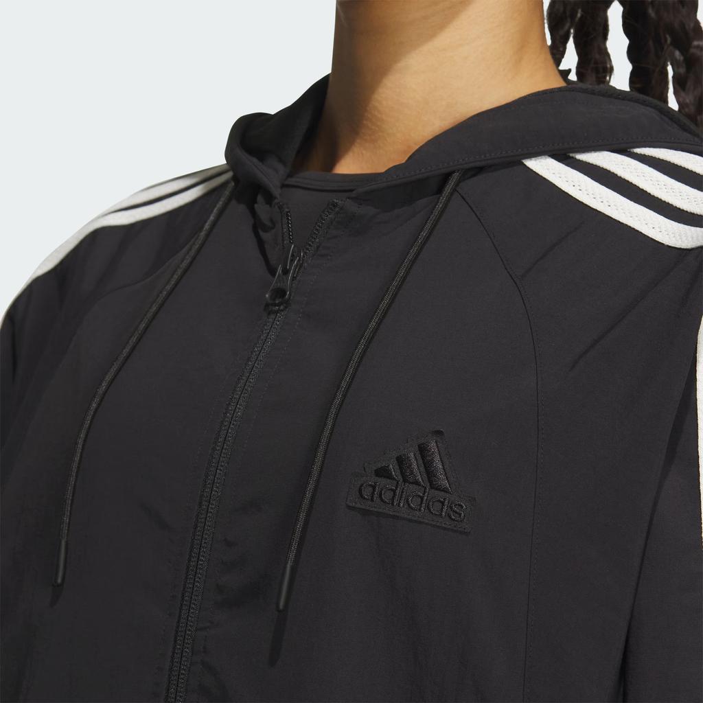 Adidas FW24 Woven Jacket 3-Stripes Series Pilot Sports Casual Hooded Zip Long Sleeve Jacket Women Jackets Black JN0757
