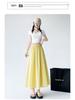 Women's Yellow High-Waist Ice Silk Pleated Long Skirt - Summer A-Line Slimming Design