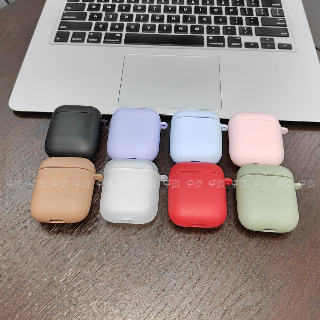 Applicable To Apple AirPods 1 Bluetooth Headset Case 1st Generation Ear Matte Black Pink and Blue Silicone Soft Case Color Material