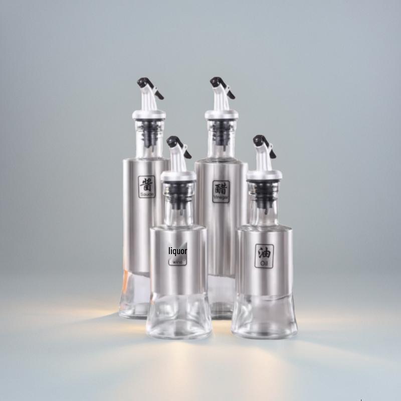 SIFAR Stainless Steel Glass Seasoning Bottles (4-Pack)