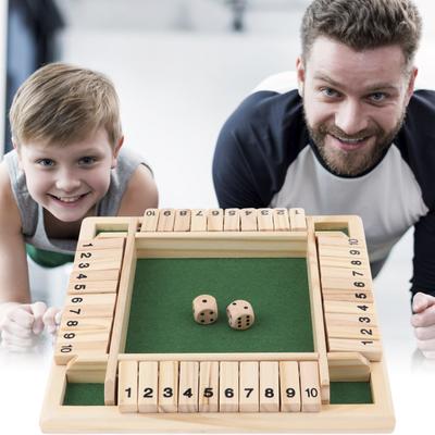 Shut The Box Dice Board Game 2-4 Players Wooden Table Game Amusing Game with 1-10 Numbers Travel Games