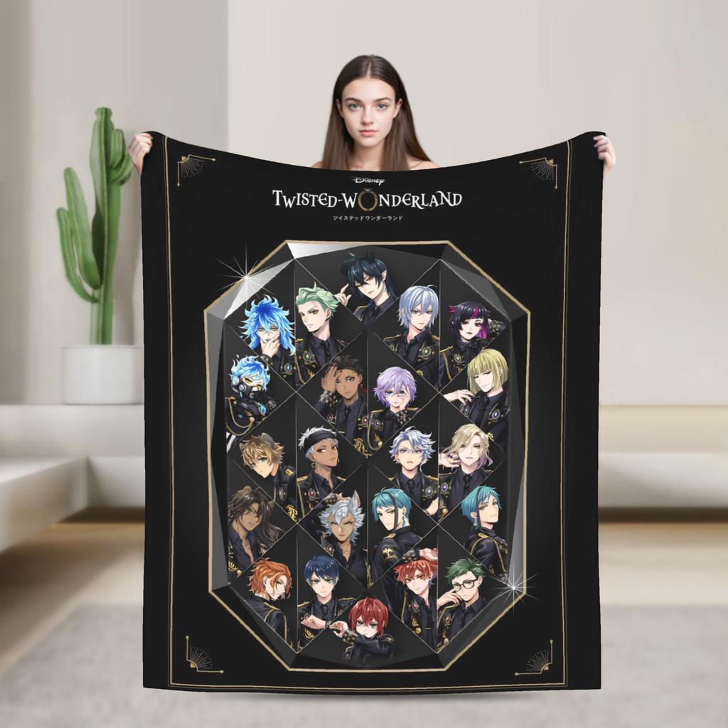 Twisted Wonderland Yuu Grim Koc TWST Gra rytmiczna Wełniany Nowość Oddychające Kocy do rzucania na pościel Salon Zima Samochód