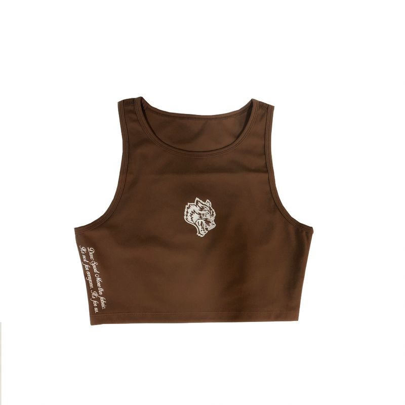 

Wolf Head Sleeveless Tight Women s Midriff Outfit Bottoming Yoga Vest Coffee M