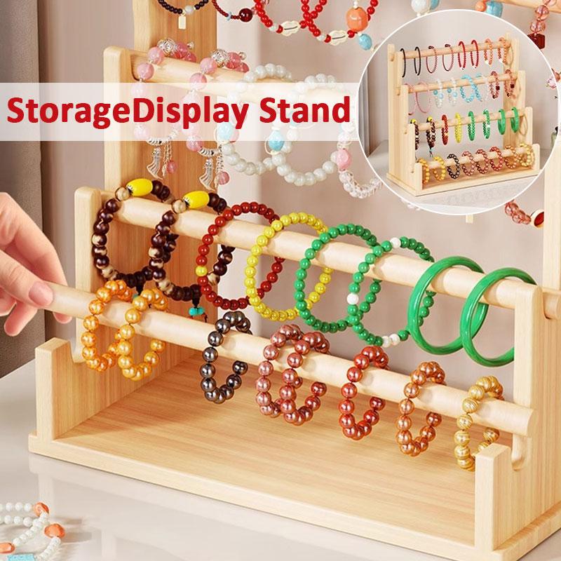 Wooden Ribbon Organizer Storage Display Stand Portable Tabletop Organizer Ribbon Spool Holder Rack for Home Cake Wrapping Gift