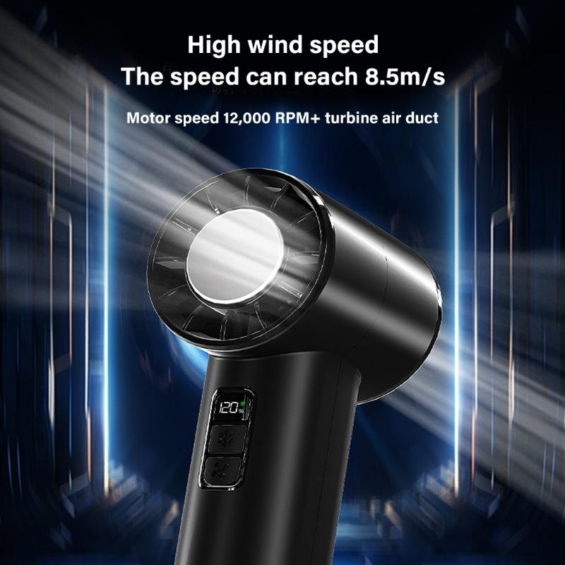 Handheld Digital Screen Fan Electric Fan Adjustable USB Rechargeable Cooling Fan for Office Home and Outdoor Use