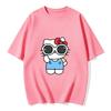 2026 Summer Hello Kitty Cartoon Printed Short Sleeve Pure Cotton Tshirts Womens Family Matching Outfits Harajuku Y2k Tops Tee