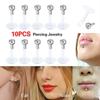 10 Uds acrílico claro diamantes de imitación labio Labret barra oreja espícula anillo Piercing joyería