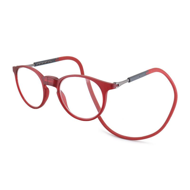 

Ретро Ультралегкие Складные Очки для Чтения с Увеличением для Пожилых людей Силиконовые Магнитные Подвесные на Шею Очки для Чтения +150 degrees красный