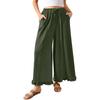 Women’s Wide Leg Lounge Pants with Drawstring Waist and Ruffle Hem Casual Loose Fit Lightweight Trousers with Pockets
