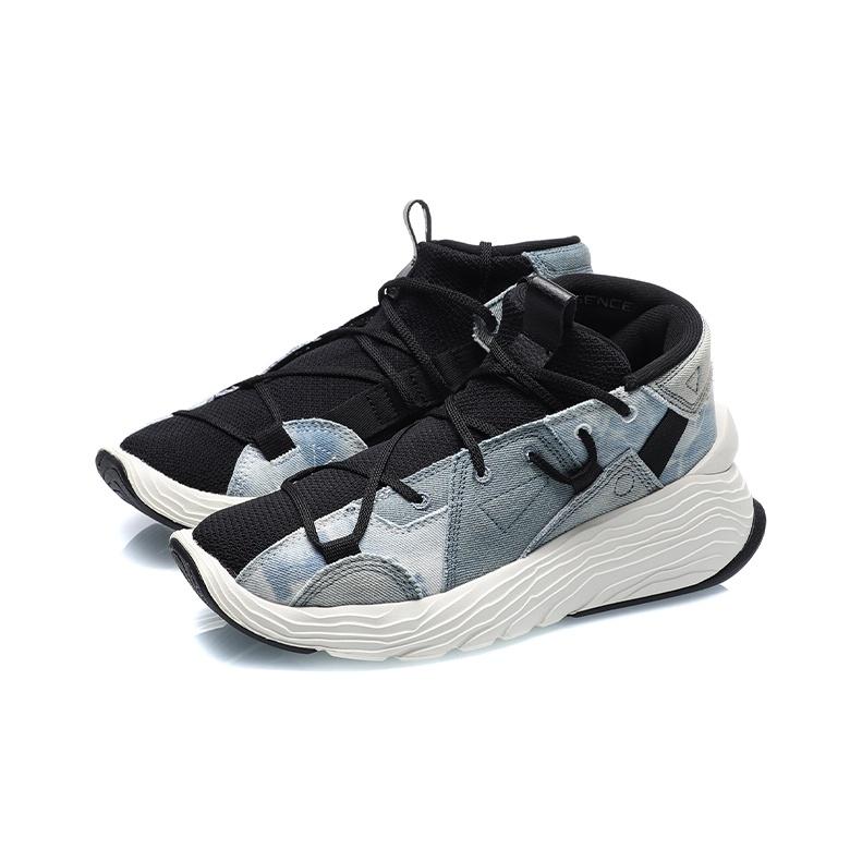 Li Ning Kung Fu Wudao Kung Fu Winterized Low Top Basketball Shoes Women Sneaker Black Blue AGBQ084-4
