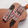 Vintage Flowers Embroidered Guitar Strap Leather Head Electric Guitar Belt  Music Hobby