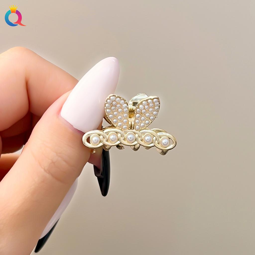 Pearl Rhinaute Small Hair Clip Female Net Celebrity Delicate High Ponytail Clip Korean Advanced Side Broken Hair Clip Headwear