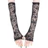 40cm Long Daffodil Lace Half-finger Summer Sun Protection Driving Gloves for Women Elegant Dress with Sleeves