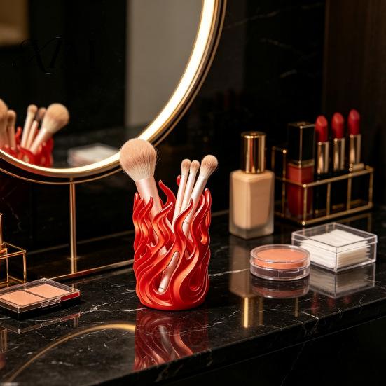 Decorative Pen Stand for Studio Flame Shape Holder, 3D Printed Hollow Pencil Cup, Painting Brush Storage Holder Desktop Organizer Makeup Brush,