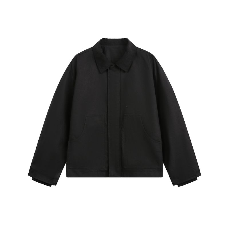 Men's American Retro Detroit Lapel Jacket Men's Autumn Color-Blocked Canvas Vintage Work Jacket