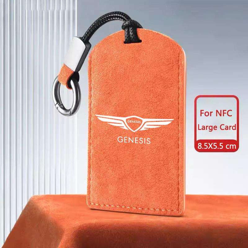 For Genesis GV60 Card 2023 G80 Pure Electric NFC Suede Leather Car Smart NFC Card Key Cover Case Protector Shell Fob Accessories