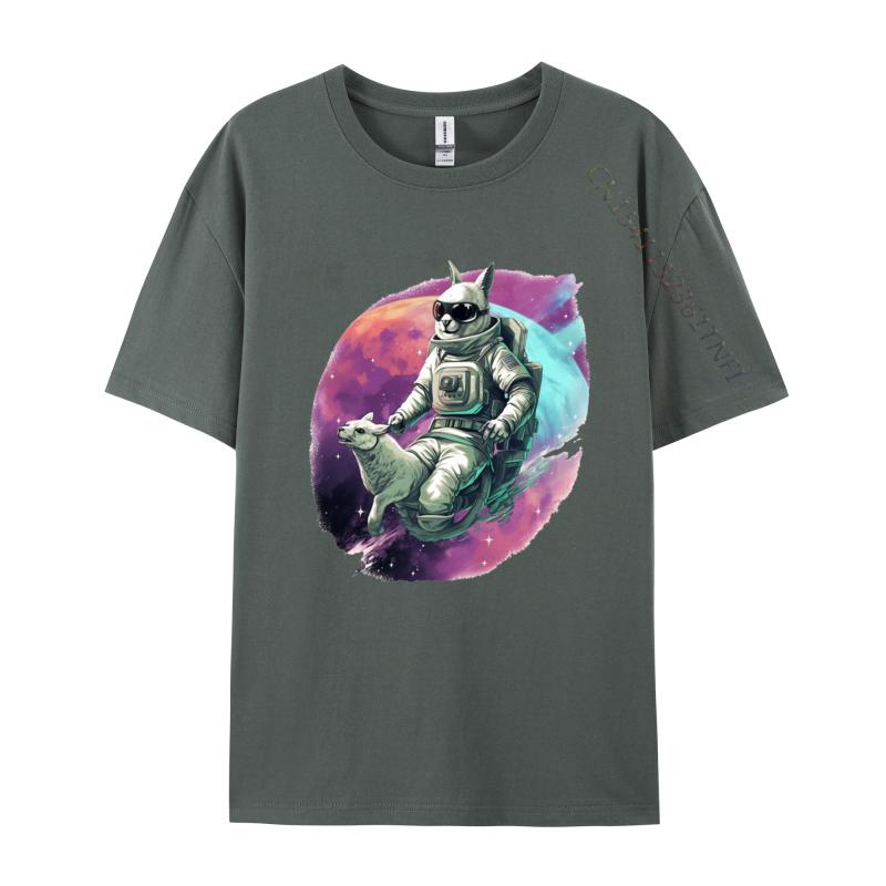 Astronaut Känguru Reitet Auf Einem Pferd T-Shirt für Männer Tier T-Shirts Verrückte Oberteile T-Shirts Im Angebot Grafik T-Shirts