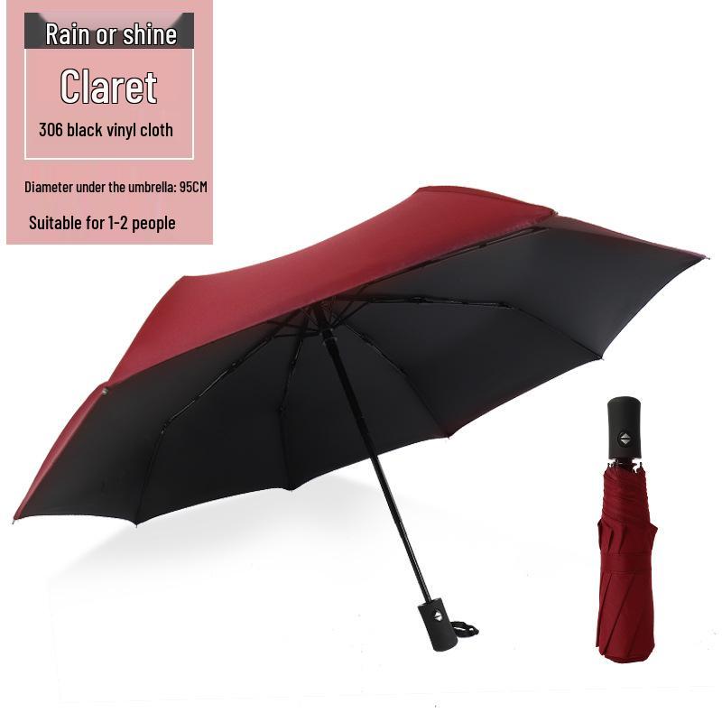 Dual-Use Automatic Umbrella for Men & Women: Sun & Rain Protection with black glue sunshade. Customizable with printed logo, fits two people.