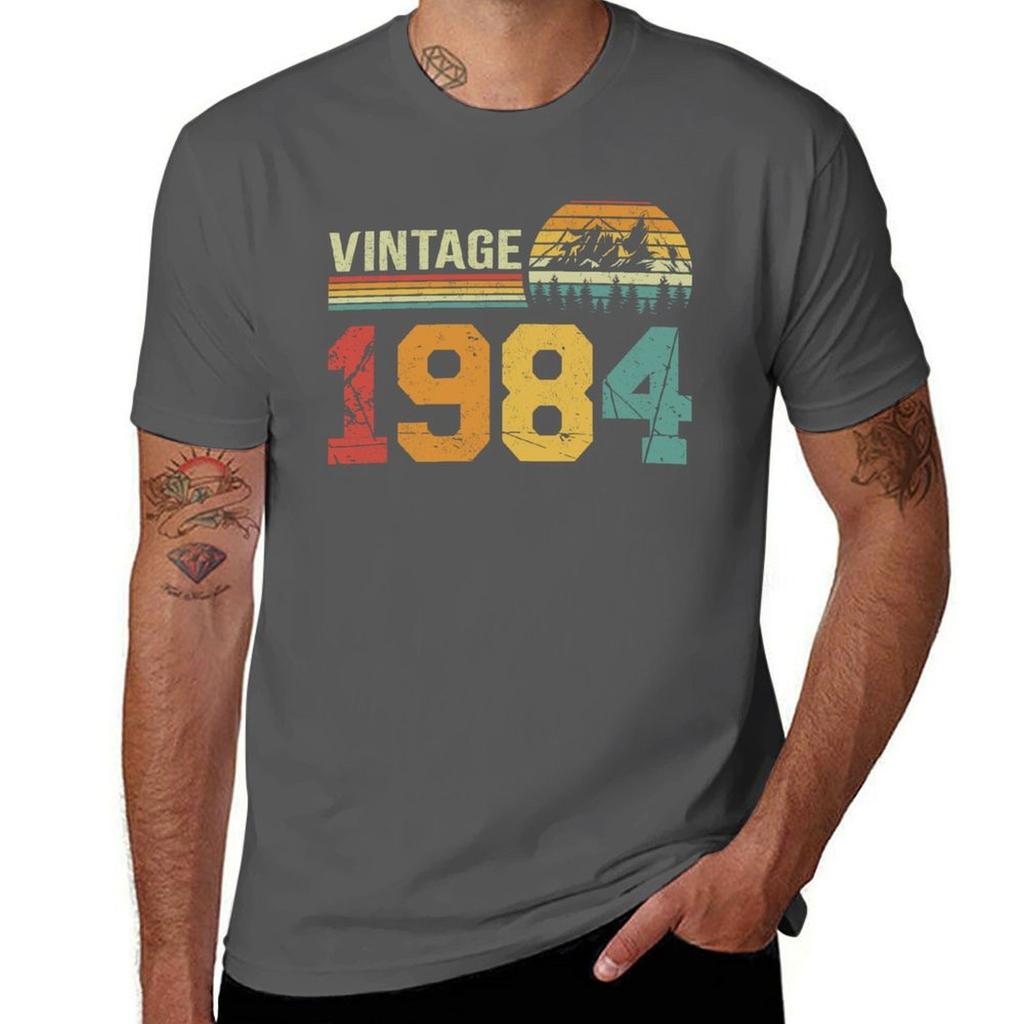 Vintage 1984 Retro Classic 40th Birthday Gift Idea TShirt Basic Plain Short Sleeve Crew Neck Tee