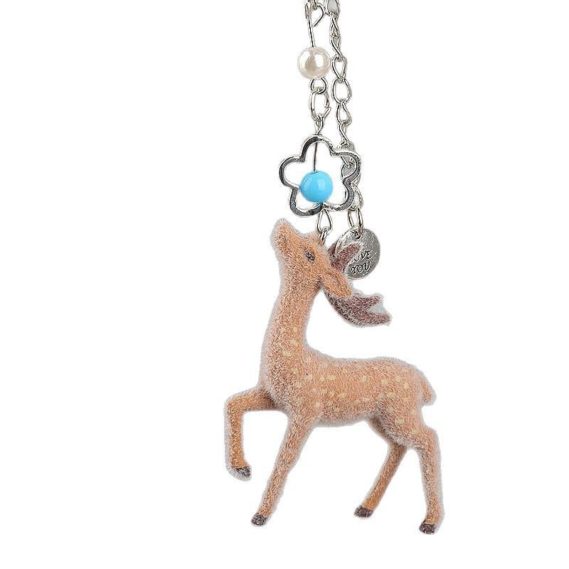 Cute Portable Deer Keychain 11.5Cm Length Korean Style Diy Bead Case Handmade Bag Pendant