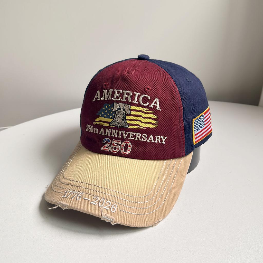Letter Print Embroidered Baseball Cap Spring Summer Cotton Peaked Cap For Men And Women Outdoor Use Sportss Sun Hat Usa 250Th Anniversary